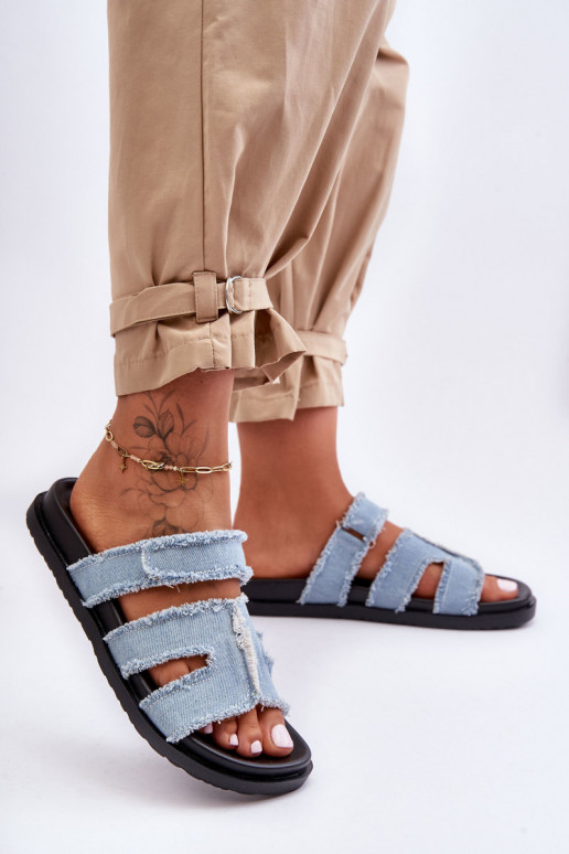 Hausschuhe mit Klebeverschlüssen in der blauen Farbe Lamirose Hausschuhe mit Klebeverschlüssen in der blauen Farbe Lamirose