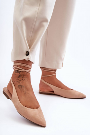 Ballerina aus Wildleder mit Bändern Nude Lilly Ann