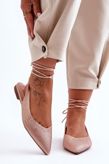 mit Riemen Ballerinas verziert beige Jange 2