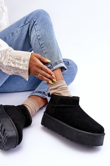 Wildleder-Schneestiefel mit Plateau aus schwarzem Corcoran