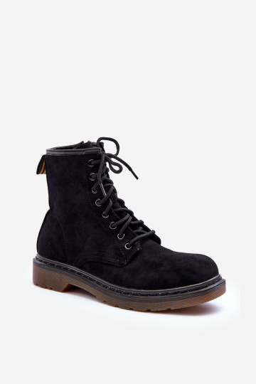 Wildlederstiefel mit breiten Absätzen in der Farbe Schwarz von Asteoris