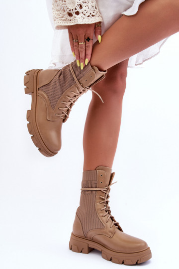 Stiefeletten mit Schnürsenkel beige Marlissa 2