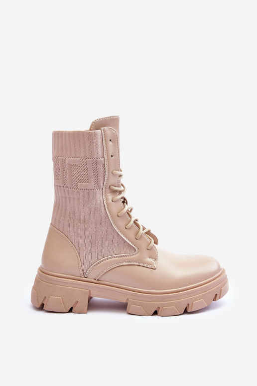 Stiefeletten mit Schnürsenkel beige Marlissa Stiefeletten mit Schnürsenkel beige Marlissa