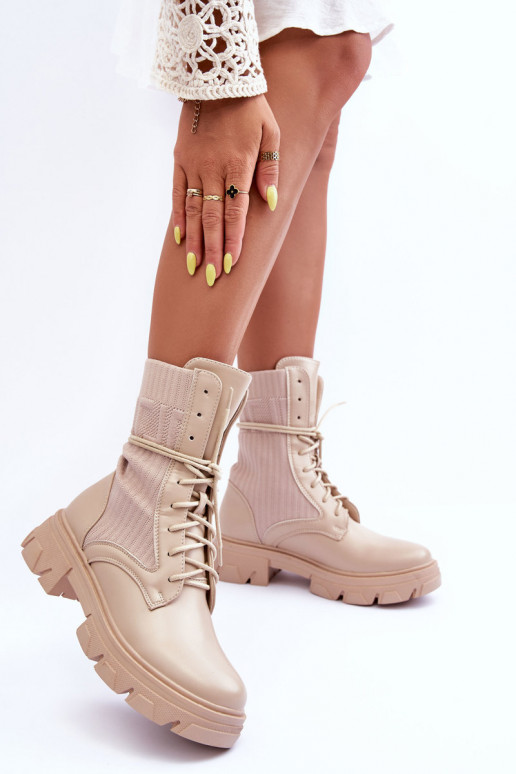 Stiefeletten mit Schnürsenkel beige Marlissa Stiefeletten mit Schnürsenkel beige Marlissa