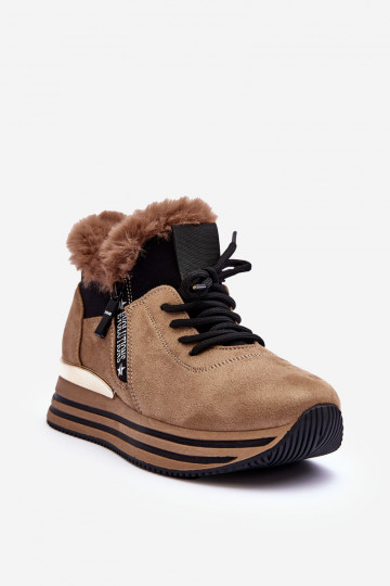 Plateau-Sneaker mit Fell in Beige Jamarie