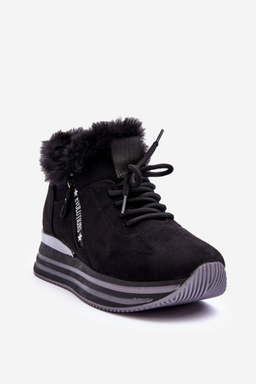 Plateau-Sneaker mit Fell in Schwarz von Jamarie