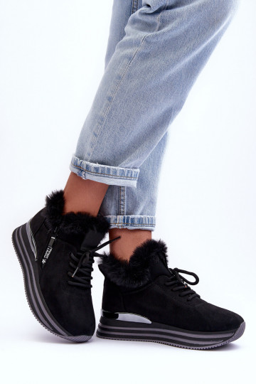 Plateau-Sneaker mit Fell in Schwarz von Jamarie 2