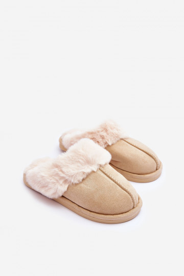Hausschuhe mit Fell in Elfenbein Pinky 2