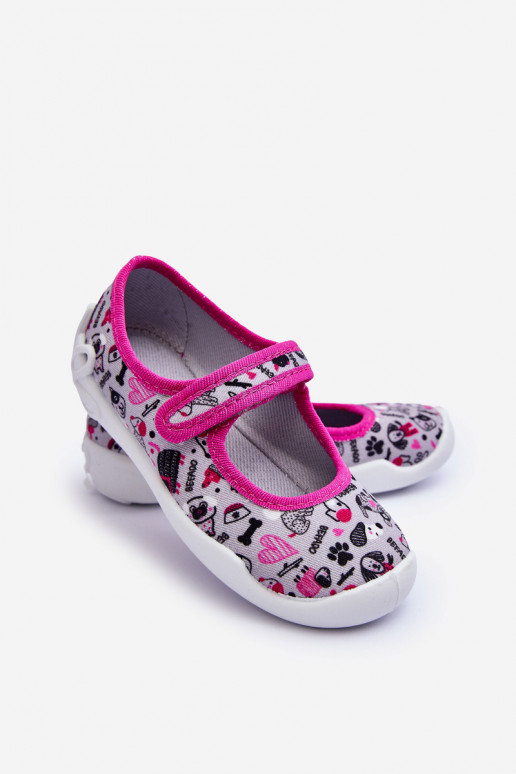 Kinderhausschuhe/Ballerinaschuhe Befado 114X521 grau-rosa Farbe Kinderhausschuhe/Ballerinaschuhe Befado 114X521 grau-rosa Farbe