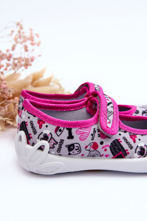Kinderhausschuhe/Ballerinaschuhe Befado 114X521 grau-rosa Farbe