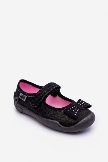 Kinderhausschuhe/Ballerinas mit Bändern Befado 114X240 schwarz