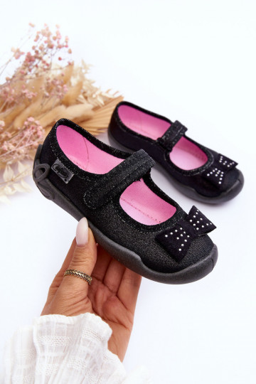 Kinderhausschuhe/Ballerinas mit Bändern Befado 114X240 schwarz 2