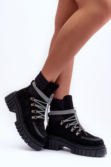 Wildlederstiefel mit Schnürsenkeln in der Farbe Schwarz Acorn