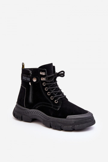 Gewärmte Damenstiefel aus Wildleder in der Farbe Schwarz von Jailina