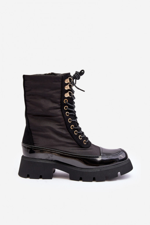 Beheizte Stiefel mit breiten Absätzen in der schwarzen Farbe Saranema