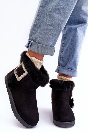 Warme Winterstiefel mit Schnallen in der Farbe Schwarz von Dulca 2