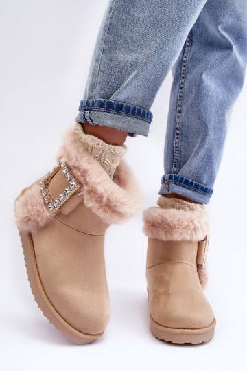 Gewärmte Schneestiefel mit Schnallen beige Dulca 2
