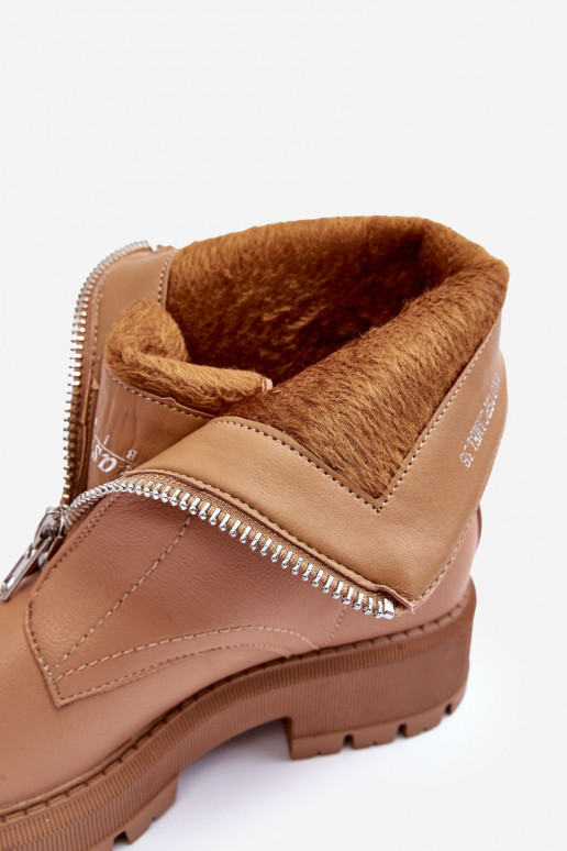 Stiefel mit breiten Absätzen und Reißverschlüssen in der Farbe Braun von Vimal Stiefel mit breiten Absätzen und Reißverschlüssen in der Farbe Braun von Vimal