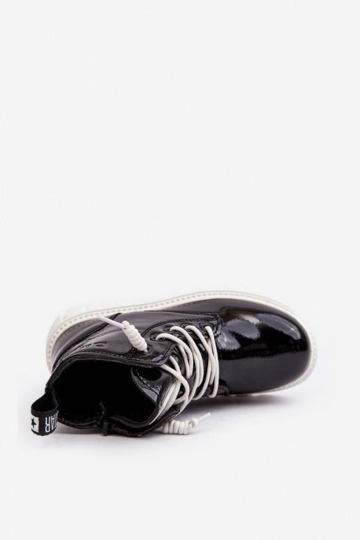 Erwärmt mit Lackeffekt Stiefel Kinder Big Star MM374147 schwarze Farbe