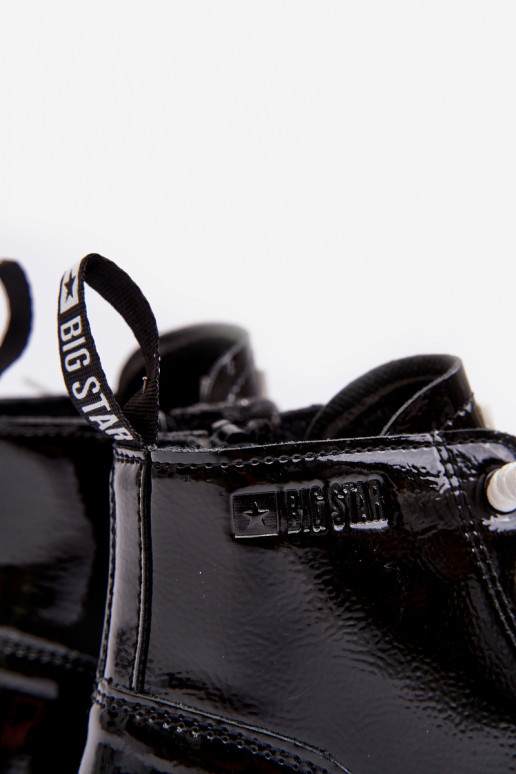 Erwärmt mit Lackeffekt Stiefel Kinder Big Star MM374147 schwarze Farbe