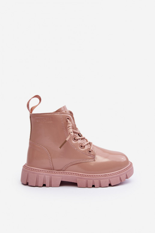 Erwärmt mit Lackeffekt Stiefel Kinder Big Star MM374144 rosa Farbe