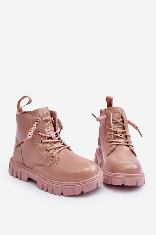 Erwärmt mit Lackeffekt Stiefel Kinder Big Star MM374144 rosa Farbe
