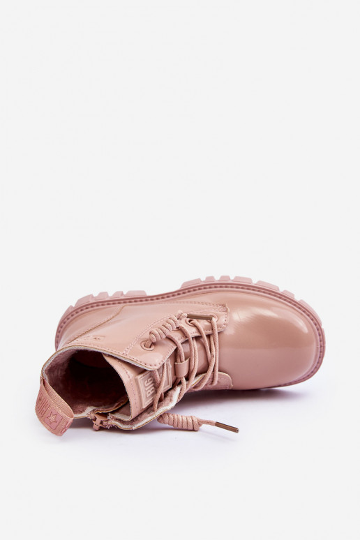 Erwärmt mit Lackeffekt Stiefel Kinder Big Star MM374144 rosa Farbe
