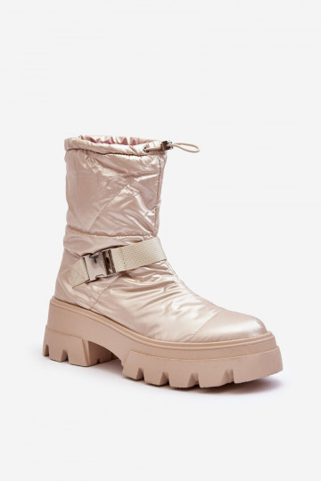 Damenstiefel mit trendiger massiver Sohle in beigem Werikse