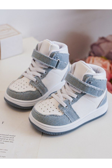 Kinder-Sportschuhe Denim-Material Weiß-blaue Farbe Milara