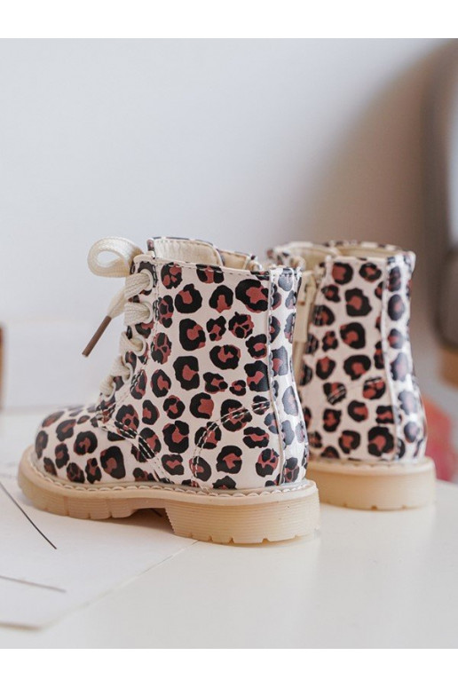 Gewärmte Kinderstiefel mit Reißverschlüssen beige-braune Farbe Dolida