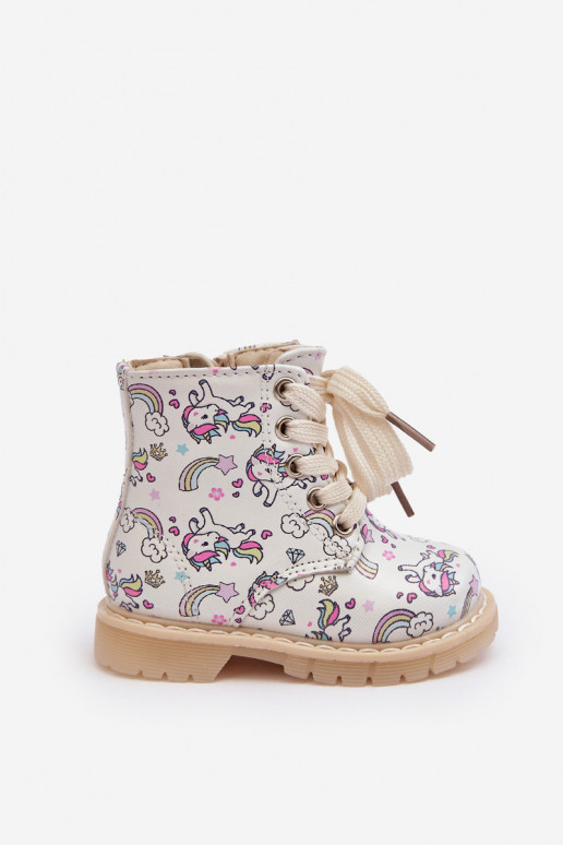 Gewärmte Kinderstiefel mit Reißverschlüssen beige Farbe Dolida
