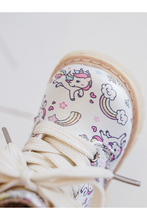 Gewärmte Kinderstiefel mit Reißverschlüssen beige Farbe Dolida