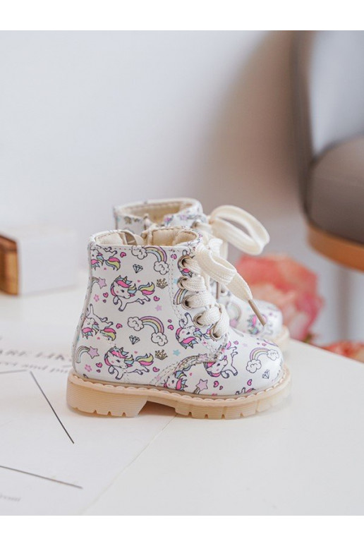 Gewärmte Kinderstiefel mit Reißverschlüssen beige Farbe Dolida