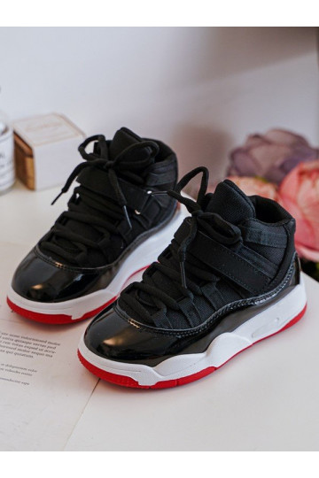 Kinder-Sneaker mit Schnürsenkeln Schwarz und Rot Darina