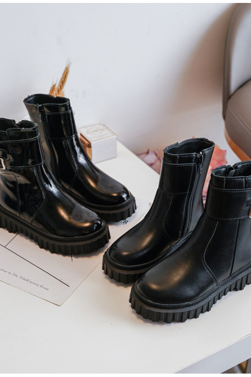 Kinderstiefel mit Schnallen in der Farbe Schwarz Chloraia