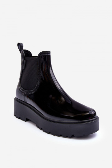 mit Lackeffekt Gummischuhe Stiefel mit Plateau Big Star MM274395 schwarze Farbe