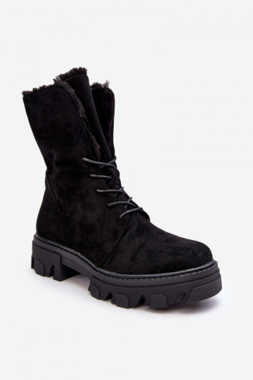 Frendo Schnürstiefel mit Warm-Up in Schwarz