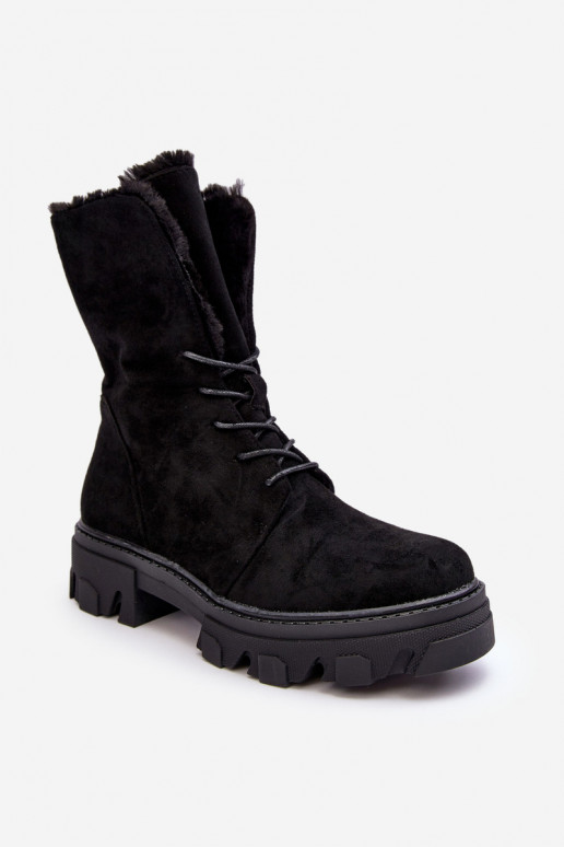 Frendo Schnürstiefel mit Warm-Up in Schwarz