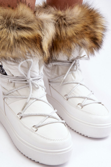 Weiße Santero-Schneestiefel zum Schnüren