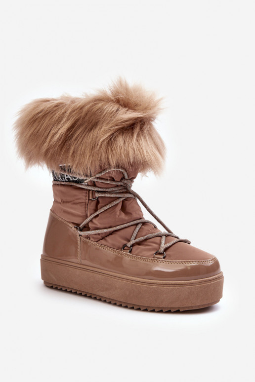 Schneestiefel mit Schnürsenkel beige Santero