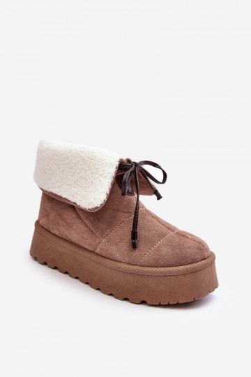 Schneestiefel mit Plateau und wärmendem beigem Olimuka