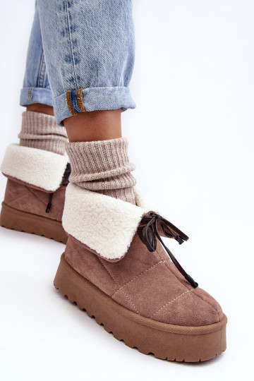 Schneestiefel mit Plateau und wärmendem beigem Olimuka 2