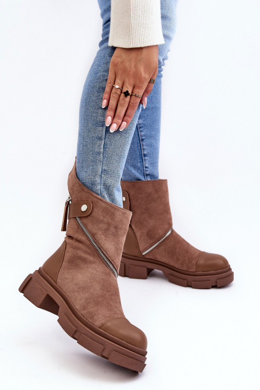 Wildlederstiefel mit Reißverschlüssen beige Kandell Wildlederstiefel mit Reißverschlüssen beige Kandell