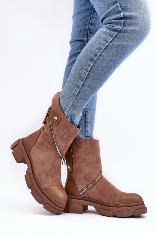 Wildlederstiefel mit Reißverschlüssen beige Kandell Wildlederstiefel mit Reißverschlüssen beige Kandell