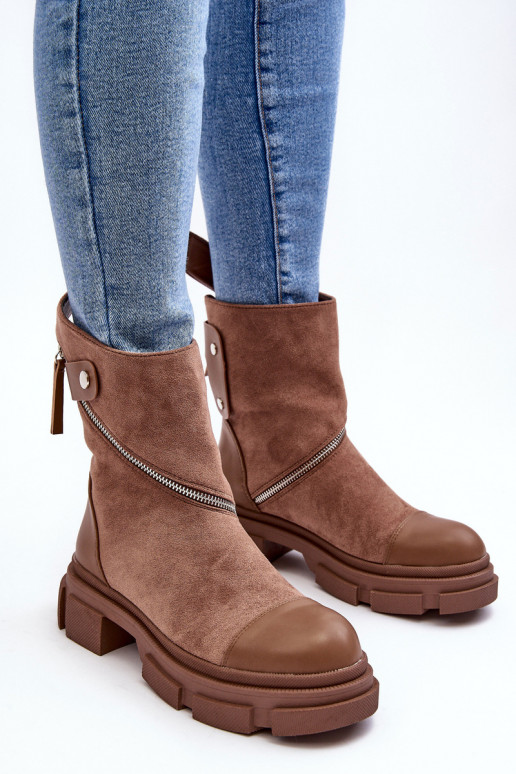 Wildlederstiefel mit Reißverschlüssen beige Kandell Wildlederstiefel mit Reißverschlüssen beige Kandell