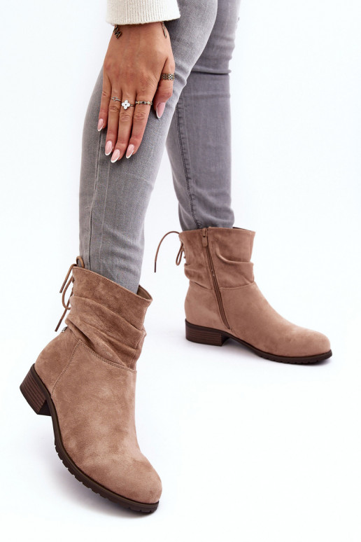 Beige Wildlederstiefel für Damen von Keresa Beige Wildlederstiefel für Damen von Keresa