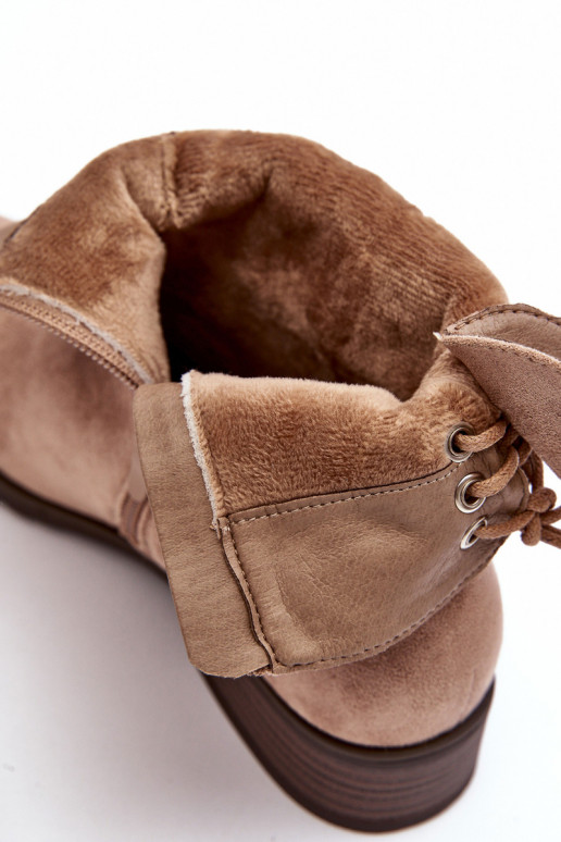 Beige Wildlederstiefel für Damen von Keresa Beige Wildlederstiefel für Damen von Keresa