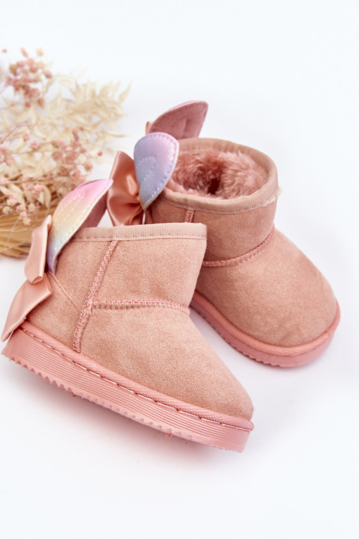 Gewärmte Schneestiefel für Kinder mit Bändern in Rosa Meriva