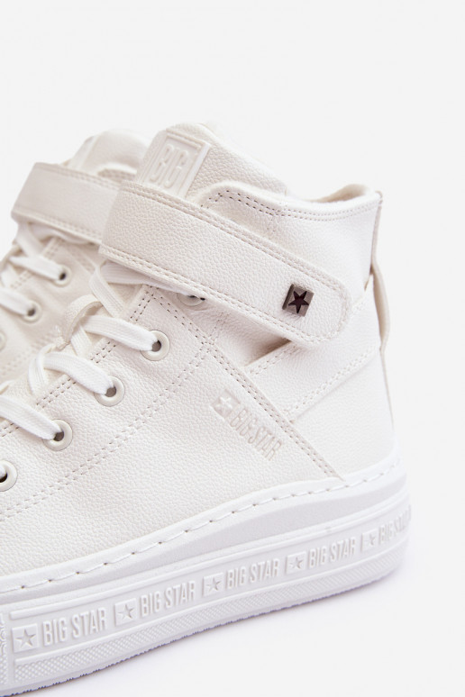 Freizeitschuhe erwärmt mit Plateau Big Star weiß Farbe MM274006