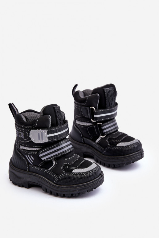 Beheizte Schneestiefel für Kinder mit Klebeverschlüssen schwarz Big Star MM374129 Beheizte Schneestiefel für Kinder mit Klebeverschlüssen schwarz Big Star MM374129